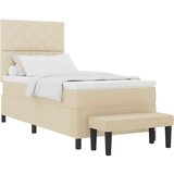 vidaXL Box Spring Postelja z Vzmetnico in Klopjo Bež 90x190 cm Tkanina, (22080944) | Shoptok.si