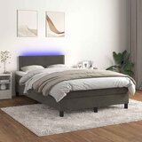  box spring s madracem LED tamnosivi 120 x 200 cm baršun | shoptok.hr