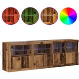  Stranski kabinet z LED lučmi Stari les 202x37x67 cm predelan les | Shoptok.si