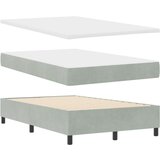 vidaXL Krevet s box springom s madracem i klupom svijetlosiv 120x200 cm baršun | shoptok.hr