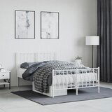 Maison Chic Kovinski Posteljni okvir - Dvoposteljna postelja - Zakonska postelja z vzglavjem in vznožjem bel 120x200 cm, (21696480) | Shoptok.si