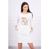 Kesi Dress with 3D Bird ecru graphics Cijene