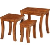 3 Komplet mizic 3 kosi trden akacijev les 50x35x50 cm rjave barve | Shoptok.si