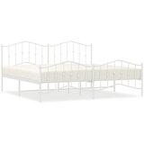Metalni okvir kreveta uzglavlje i podnožje bijeli 193 x 203 cm | Shoptok.si
