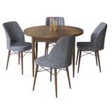 Hanah home Set Trpezarijski sto i 4 stolice, sivo-smeđa | Eponuda.ba