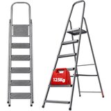 KADAX Jeklena lestev 6 stopnic, zložljiva lestev za dom, trdna 125 kg, (5000357006) | Shoptok.si