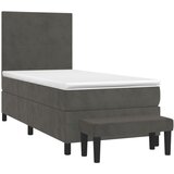 Box spring krevet s madracem tamnosivi 90x200 cm baršunasti | shoptok.hr