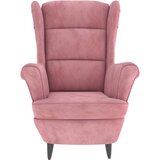  Fotelja s krilnim naslonom i tabureom ružičasta baršunasta | shoptok.hr