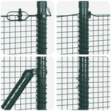 vidaXL zvarjena žična ograja s 13 spenjalnimi stebri zeleno 1.5x50 m jeklo | Shoptok.si