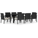  9-dijelni vrtni blagovaonski set od poliratana crni | Eponuda.com