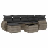 Maison Chic Seti vrtnega pohištva - Vrtna garnitura - Vrtni pohištvo set 7-delna z blazinami siv poli ratan, (21802606) | Shoptok.si