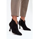 Boto Low Women's Heeled Boots Eco Suede Black Jolivra Cene