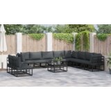 vidaXL Sjedeća garnitura za vrt 11 pcs Crna 70 x 70 x 32 cm Aluminij | shoptok.hr
