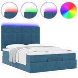  Otomanski krevet s madracem&amp LED tamnoplavi 140x190cm baršunasti | shoptok.hr