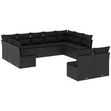  11-dijelni set vrtnih sofa od poliratana s jastucima crni Crna 62 x 62 x 69 cm | Shoptok.si