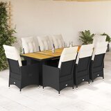  9-dijelni vrtni bistro set od poliratana s jastucima crni | shoptok.hr