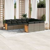 10-dijelni set vrtnih sofa od poliratana s jastucima sivi | shoptok.hr