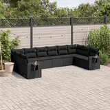 vidaXL 10-dijelni set vrtnih sofa s jastucima crni od poliratana | shoptok.hr
