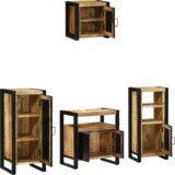  Set namještaja za kupaonicu 4 pcs Smeđa Čvrsto drvo manga | shoptok.hr