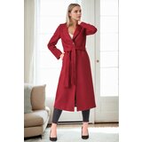 Dewberry Z6681 LADIES' COAT-BURGUNDY-1