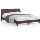  Posteljni okvir z vzglavjem rjav 140x190 cm umetno usnje | Shoptok.si