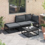 vidaXL Sjedeća garnitura za vrt 3 pcs Crna 211.5 x 71.5 x 71 cm | shoptok.hr