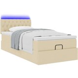 vidaXL Otomanska postelja z vzmetnico krem 100x200 cm blago | Shoptok.si