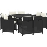  9-dijelni vrtni blagovaonski set s jastucima crni od poliratana | Eponuda.com