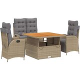  4-dijelni vrtni blagovaonski set od poliratana s jastucima bež | shoptok.hr