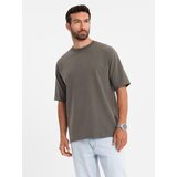 Ombre Men's LOOSE FIT cotton t-shirt with round neckline - dark olive | Shoptok.si