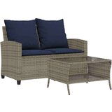  Vrtna sofa 2-sjed s jastucima i stolom sivi poliratan | shoptok.hr