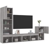 vidaXL 4-dijelni zidni TV elementi s LED svjetlima boja sivog hrasta | shoptok.hr