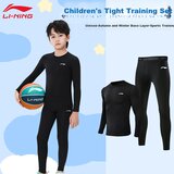 Li-Ning Dečji set, Kompresiona majica dugih rukava i trenerka, Crni Cene