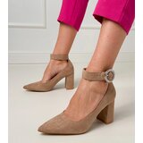  Brown block heel pumps with buckle and rhinestones Vellus | ePonuda.com