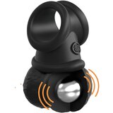 King Cock Elite Crown Jewels - njišući testis, vibrirajući prsten za penis (crni) | shoptok.hr