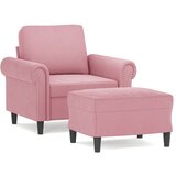 vidaXL Fotelj s stolčkom za noge roza 60 cm žamet, (20909828) | Shoptok.si