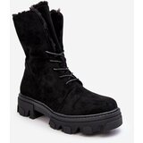 Kesi Suede lace-up work ankle boots with fur, black Frendo Cene