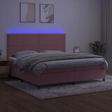  box spring s madracem LED ružičasti 200x200cm baršunasti | shoptok.hr