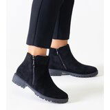 Gemre Black ankle boots with metallic inserts eco-suede Branda Cene