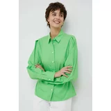 Tommy Hilfiger Pamučna košulja za žene, boja: zelena, regular, s klasičnim ovratnikom