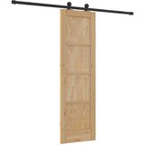  Klizna vrata Prirodna i crna 61 x 198,5 cm Masivna borovina | shoptok.hr