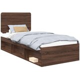  Krevetna konstrukcija s uzglavljem Smeđi hrast 90 x 200 cm | shoptok.hr