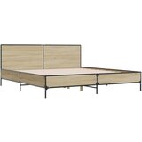  Posteljni okvir sonoma hrast 180x200 cm inž. les in kovina | Shoptok.si