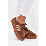 Boto Women Sneakers On Platform Made Of Natural Suede Camel Eldira | Shoptok.si