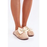  Women's Slippers With Fur And Bow Beige Olfedi | Shoptok.si