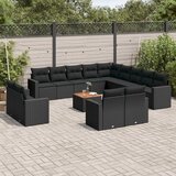 vidaXL 14-dijelni set vrtnih sofa s jastucima poliratan crni Cijene