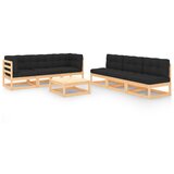 The Living Store Vrtna sedežna garnitura 7-delna z blazinami trdna borovina - Vrtna Sedežna Garnitura, (21480761) | Shoptok.si