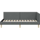 vidaXL Kotna postelja Temno siva 100 x 200 cm Tkanina in oblikovan les | Shoptok.si