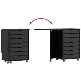 vidaXL Rolling Cabinet z mizo "MOSS" Black Solid Wood Pine | Shoptok.si
