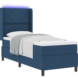 vidaXL Postelja s vzmetnico in modro LED 90x190 cm iz tkanine, (22049589) | Shoptok.si